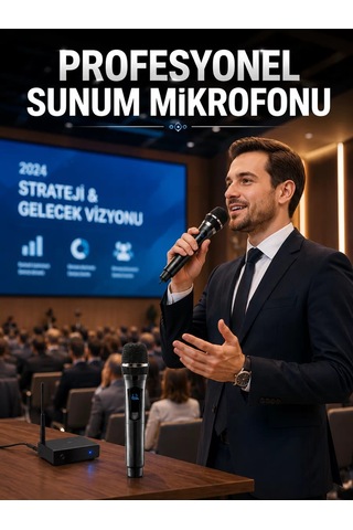 Çift Kablosuz Mikrofon Seti Uhf Bağlantılı Dijital Ekranlı Alıcı Ünitesi Düşük Gecikmeli Mh-hs0450-4171
