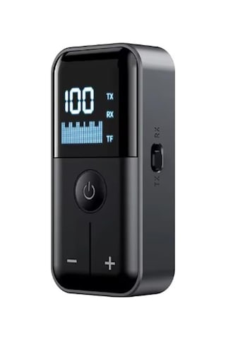 2'si 1 Arada Bluetooth 5.4 Ses Alıcı & Verici 3.5mm Aux, Tf Kart Çalar, Led Ekranlı Kablosuz Adaptör, Dahili Pi