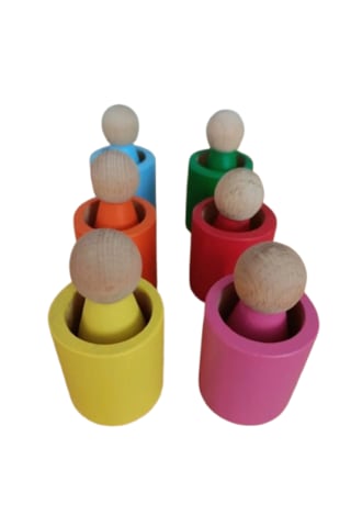 Moccotoys 6 Lı Waldorf Peg Bebek & Kase Seti Renkli