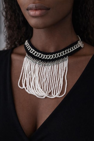 El Yapımı Boncuklu Zincir Detaylı Choker Kolye Şık Ve Modern Tasarım çok renkli