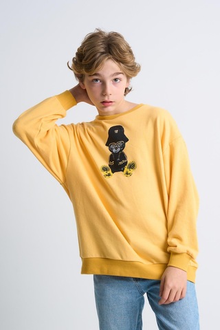 Alexandergardi Alexandergardı Baskılı Bisiklet Yaka Çocuk Sweatshirt Sarı