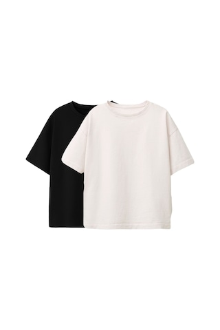 Zuzunga Basic 2'li Unisex Bisiklet Yaka T-shirt Siyah- Beyaz Siyah