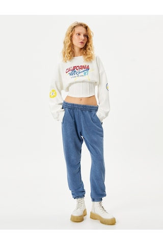 Koton Jogger Eşofman Altı Soluk Efektli Cepli Pamuklu Lacivert 4wal40108ık 4WAL40108IK725 Lacivert