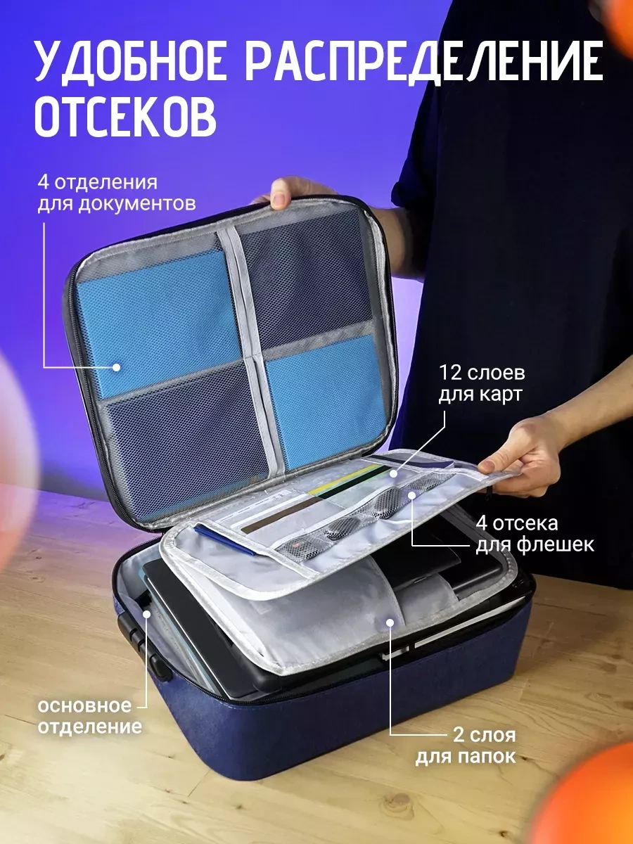 Evdakoff A4 Evrak İçin Fermuarlı Ve Şifreli Kilitli Düzenleyici 203561486 Mavi