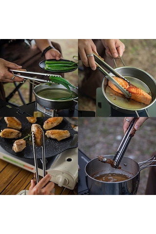 Geeksen 304 Paslanmaz Çelik Somunlu Grip, Anti-ısı Korkuluk, Büyük Boy Manav, Akşam Yemeği, Barbekü, Sosis, Balık, Sebze, Et Kızartma, Tost, Pişirme, Krokodil Dişli, Tutucu, Kol, Parça Çok Renkli