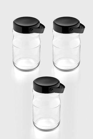 Renga Macro 1700 Ml Siyah Kapaklı 3'lü Cam Kavanoz Seti 131074 Siyah