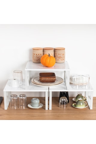 Porsima Org-01 3 Lü Raf Düzenleyici Dolap İçi Düzenleyici Raf Beyaz