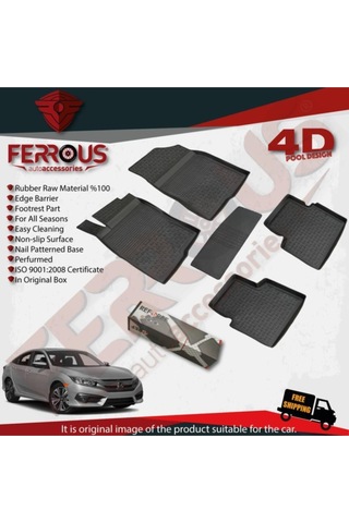 Honda Civic Sedan 4d Havuzlu Paspas 2016 Ve Üstü Siyah