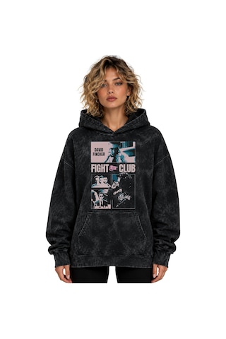 Sevbano Fight Club Tyler Durden Film Baskılı Unisex Oversize Premium Yıka Siyah
