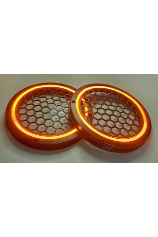 Hoparlör Kapağı 16 Cm Ledli 2'li Takım - Turuncu