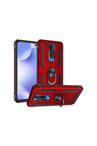 Xiaomi Poco X2 Kılıf Sert Silikon Yüzüklü Stand Özellikli Kapak