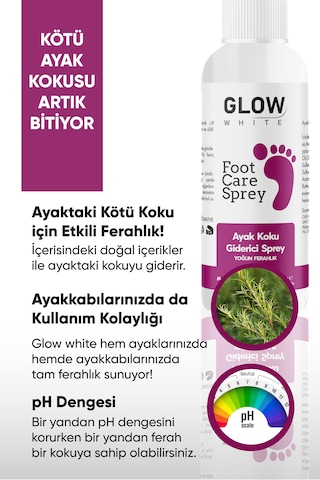Glow Whıte Ayak Koku Giderici Sprey 100 Ml Okaliptus & Nane Yağı Içerikli