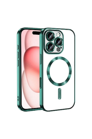 Zore Apple Uyumlu iPhone 16 Pro Kılıf Kamera Korumalı Magsafe Wireless Şarj Özellikli Demre Ka Koyu Yeşil
