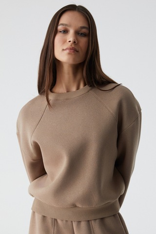 Grımelange Grımelange Morgana Kadın Bisiklet Yaka Uzun Kollu Vizon Sweatshirt Vizon