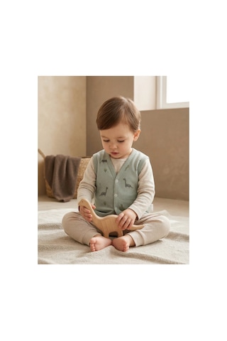 Minory Baby - %100 Pamuk Bebek Yeleği Dinozor Motifli Yeşil Yeşil Minory Baby - %100 Pamuk Bebek Yeleği Dinozor Motifli Yeşil Yeşil