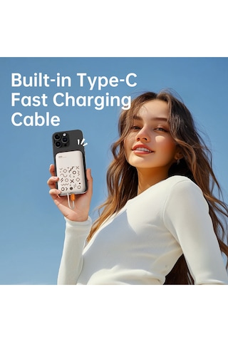 P28 10.000 Mah 20w Magsafe Kablosuz Powerbank Dijital Gösterge Siyah