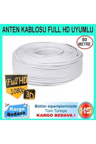 50 Metre Anten Kablosu Full Hd Uyumlu