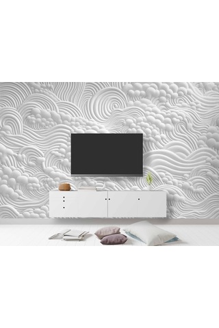 3 Boyutlu Beyaz Köpük Kabartma Duvar Temalı Duvar Kağıdı 1 M²
