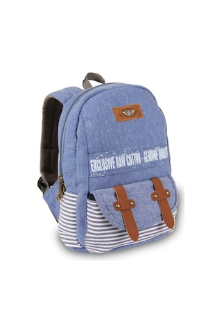 Alone Mavi Beyaz Koton Sırt Çantası Bayan Mini Çanta