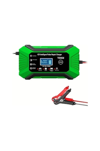 Boatshop1 Teısqı 12v 6a Tamamen Yeşil Akıllı Araç Akü Şarj Cihazı Lcd Ekranlı Otomatik Mod Değiştirme Avrupa Düzenlemeleri 110v 220v