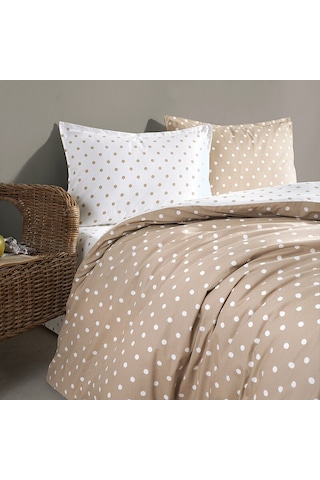 Coté Blanc Dots Capuccino %100 Pamuk Tek Kişilik Nevresim Takımı