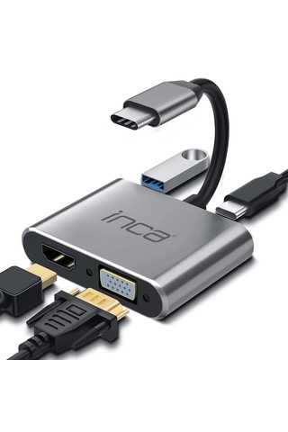 Inca Itpc-06tx Type-c Hub X4 Hdmı 4k 30 Hz+ Vga+ Usb 3.0+pd 100w
