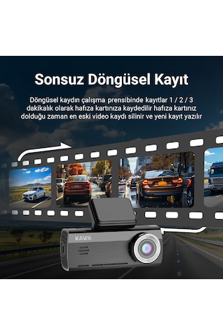Kawa D8 2 Kameralı Ön / Arka 4k + 1080p Sony Starvis Sensörlü Türkçe Wi-fi Gps'li Araç Kamerası