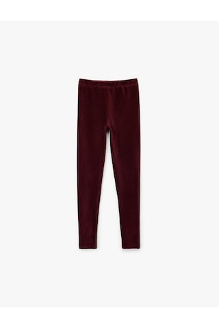 Koton Beli Lastikli Uzun Kadife Tayt Bordo 7wkg40010ak