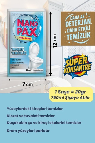 NanoPax Banyo Kireç Sökücü Toz Temizlik Saşesi 6 x 20 G