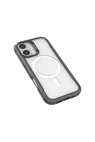 Apple Uyumlu iPhone 17 Kılıf M-safe Şarjlı Airbagli Raptic Shield Serisi Şeffaf Arka Yüzey Kapak Siyah