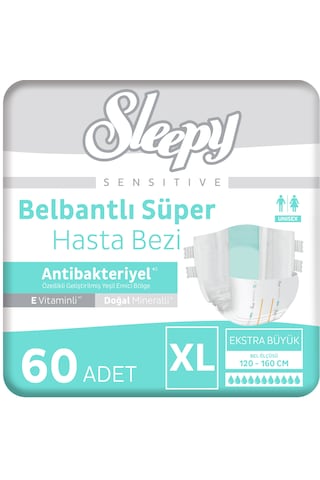 Sleepy Sensitive Antibakteriyel Süper Yetişkin Hasta Bezi Xlarge 30x2 60 Adet XL