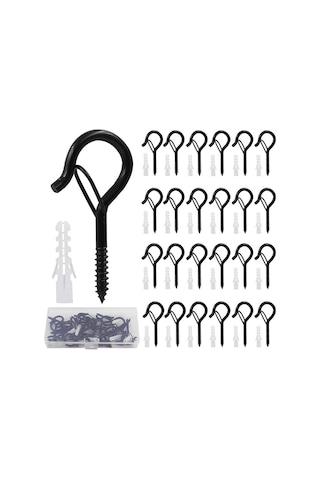 Skycity Siyah Nikel Q Tipi Yaya Kanca, 10kg Yük Kapasitesi, Kayıp Engelleme Sigorta Kanca, 25 Adet Bitki/armatür Kolu Diğer