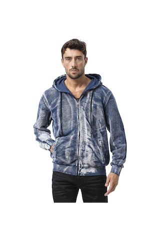 Cipo & Baxx Cl594 Siyah-mavi Tie-dye Desenli Kapüşonlu Sweatshirt Retro Havası Mavi