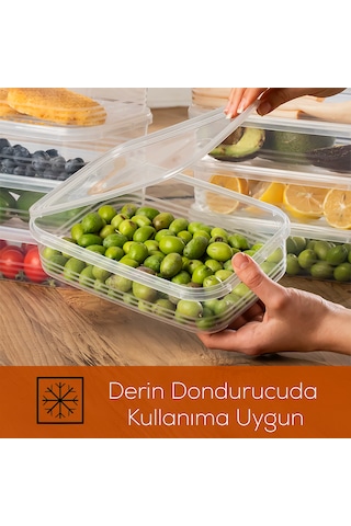 Porsima 4363-10 Kendinden Kapaklı Derin Dondurucuya Uygun 1,5 Lt 10 Adet Saklama Kabı Hava Almaz Düzenleyici Şeffaf