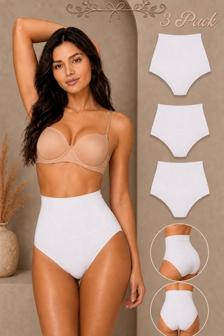 Fit Women Kadın Yüksek Bel Esnek 3 Lü Külot Beyaz