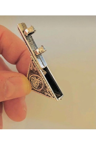 Dua Sure Ayet Koruyucu Üçgen Metal Cevşen Gümüş