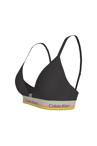 Calvin Klein Kadın Elmas Kesim Pamuklu Logo Detaylı Siyah Sütyen-15994