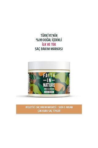 Faith in Nature %99 Doğal Besleyici Shea & Argan Çok Kuru Saç Tipleri İçin Saç Bakım Maskesi 300 ML