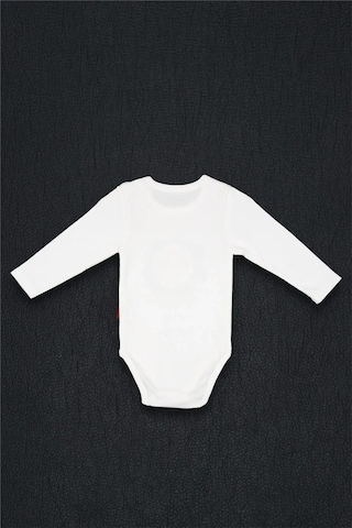 Adisia Unisex Bebek Beyaz Gülen Ay Alttan Çıtçıtlı Zıbın Beyaz