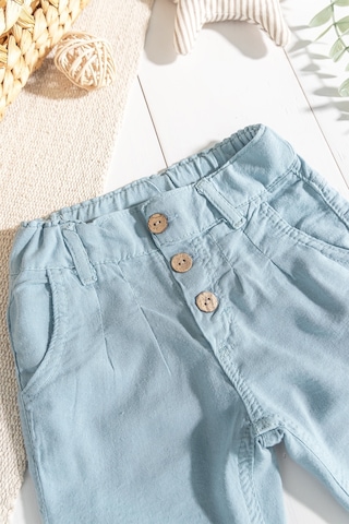 Babymod Düğmeli Beli Lastikli Erkek Bebek Keten Pantolon 001