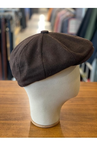 Hamze Peaky Blinders Tarz İngiliz Model Kaşe Kumaş Kasket Şapka Kahverengi
