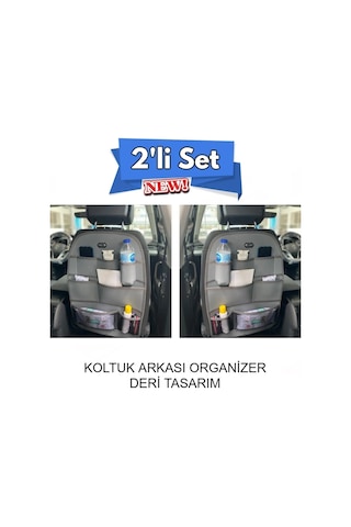 Opel Grandland X Deri Koltuk Arkası Organizer Koruyucu Gri 2 Adet Fs