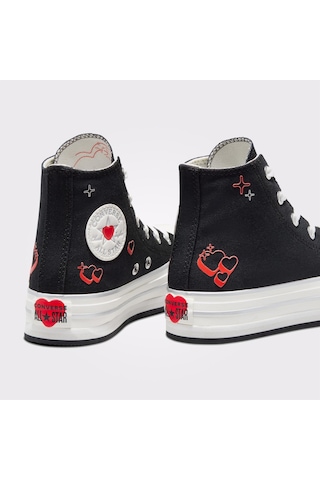 Converse Chuck Taylor All Star Eva Lift Platform Y2k Heart Çocuk Siyah Sneaker Düz A09122c Siyah