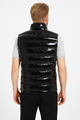 Erkek Siyah Parlak Kumaş Şişme Yelek Siyah