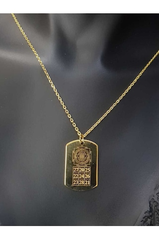 Kubera Yantra V Sri Yantra Koruyucu Güçleri Birleştiren Sayılar Sarı Renk 925 Ayar Gümüş Kolye
