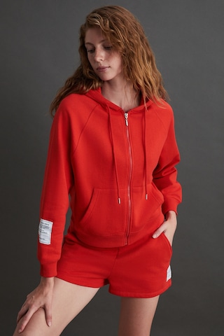 Lyka  Kadın Organik Pamuk 3 Iplik Içi Şardonlu Süs Etiketi Detaylı Regular Kırmızı Sweatshirt