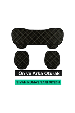 Suzuki Vitara Uyumlu 3 Parça Kapitone Kumaş Minder Siyah Sarı