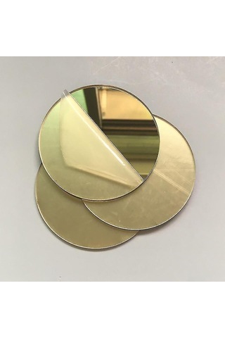 Altın Kalp Yapıştırıcı Akrilik Dekoratif Lens Levha Duvar Aynası Çıkartması Diğer