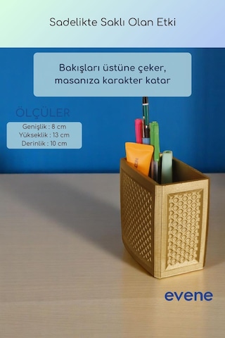 Kalemlik Masa Kalemliği Organizer Kalemlik Altın Renk Model 92 Çok Renkli
