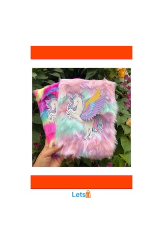 Unicorn Tasarımlı Peluş Hatıra Defteri A5 80 Yaprak Renkli Çok Renkli